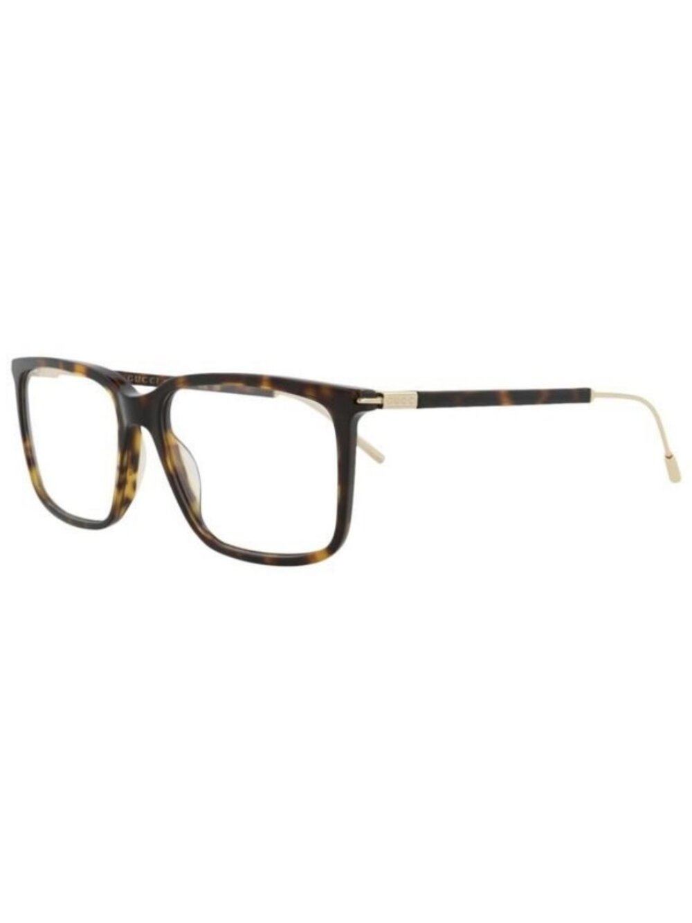 New Gucci Mens Square/Rectangle Havana Gold Transparent Fashion Designer Eyeglas